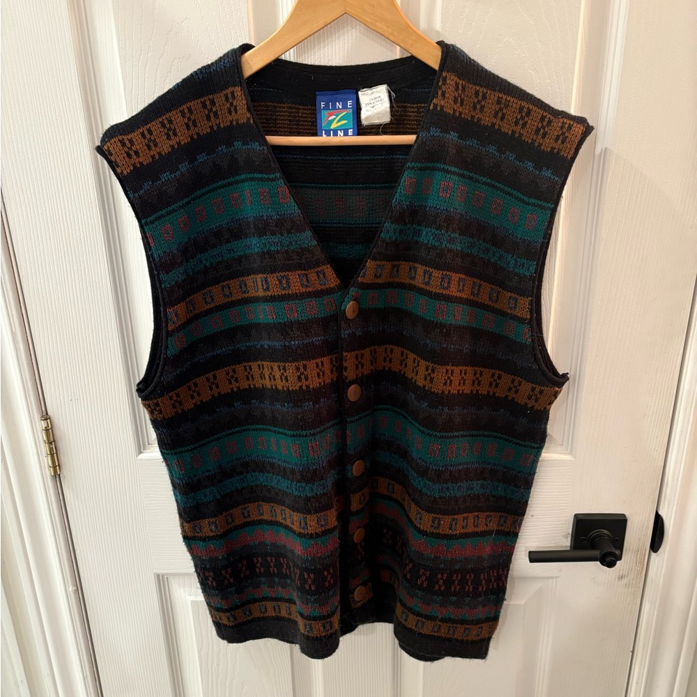 Vintage Multicolor Striped Knit Vest